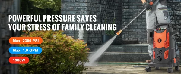 SucceBuy Electric Pressure Washer Power Washer Quick Connect Nozzles Foam Cannon Retractable Handle for Portable to Clean Patios - Image 13