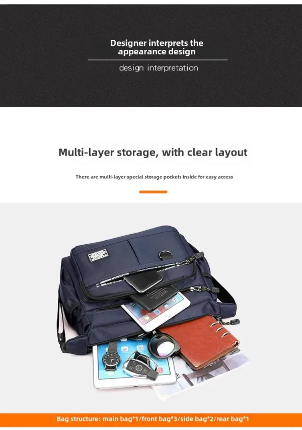 Design Oxford Shoulder Bag Large Capacity Men's Casual Multi-layer - Image 17