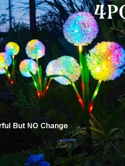 Solar outdoor dandelion lights, LED color scallion ball lights, lawn lights, for garden, patio, walkway, lawn decoration