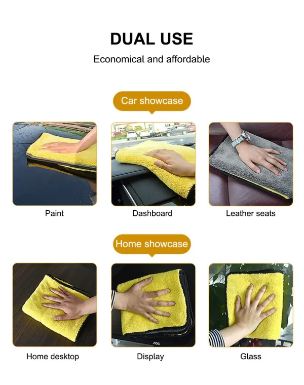 SEAMETAL Microfiber Car Washing Towel 400GSM Double-Sided Coral Velvet Clean Towels High Water Absorption - Image 22