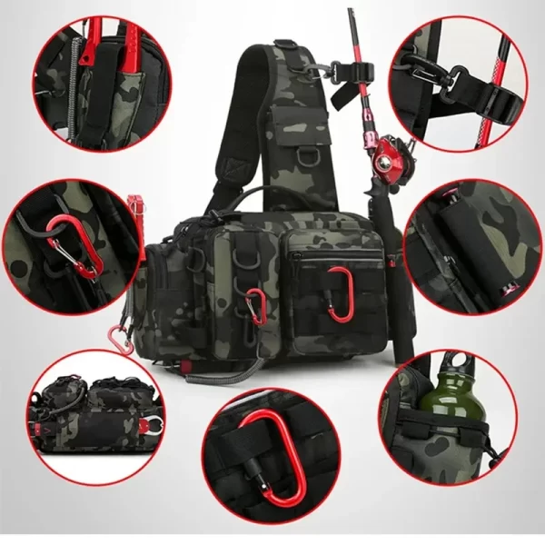 Fishing tackle, shoulder bag, storage bag, portable fishing rod holder