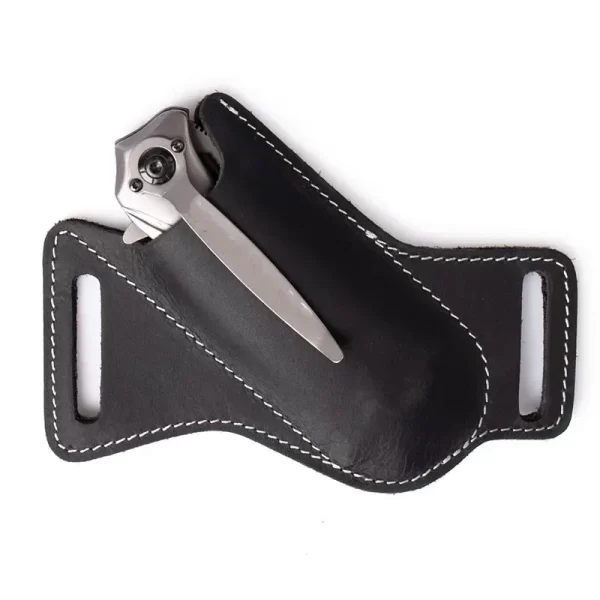 1pcs Leather Anti-scratch Storage Sheath Folding Flick Knife Waist Belt Clip - Image 6