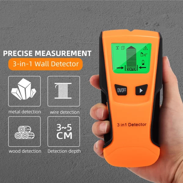 3 in 1 Wall Metal Detector Depth Professional Find Metal Wood Studs AC Voltage Live Wire