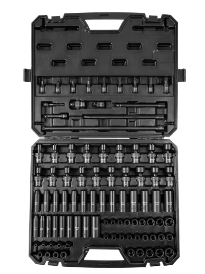 SucceBuy 1/2" 3/8" Drive Impact Socket Set 13/23/33/34/48/65/90PCs SAE Metric Cr-V/Cr-Mo Socket Set 6 Point Alloy Steel Repair
