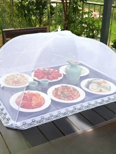 Foldable Food Mesh Cover Fly Anti Mosquito Pop-Up Food Cover Umbrella