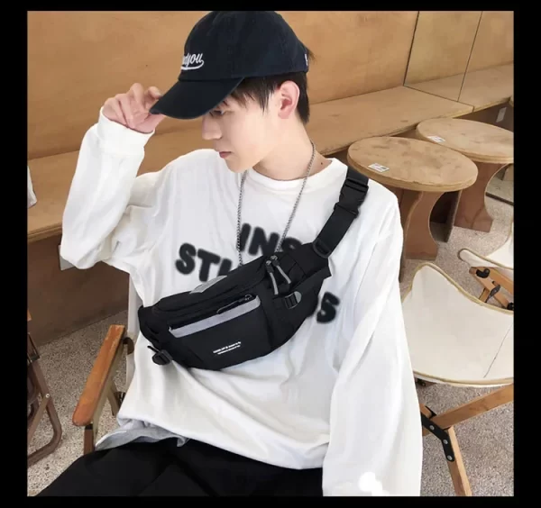 Japanese Harajuku Reflective Chest Bag Women and Men Waist Bag Collage Student Crossbody Bags Purses and Handbags - Image 19