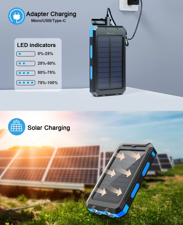 Waterproof Outdoor Solar Power Bank 38800mAh Dual USB Travel Outdoor Solar Mobile Phone Charger Solar - Image 3