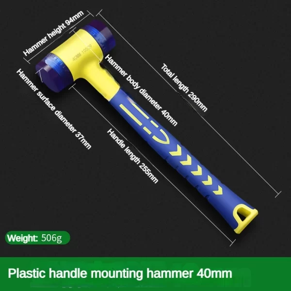 1 double headed installation hammer, 25mm to 45mm rubber hammer with rubber handle - Image 8
