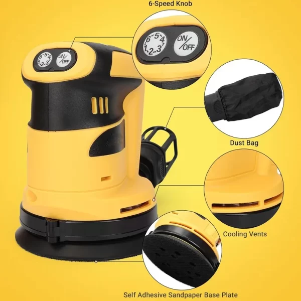 for Dewalt 110000RPM Brushless  Orbital Sander Grinder Wood Metal Waxing Polishing Dewalt 20V Battery - Image 5