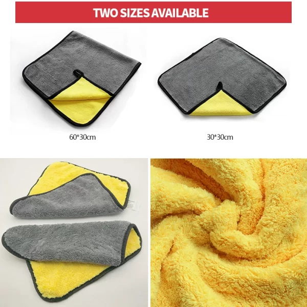 SEAMETAL Microfiber Car Washing Towel 400GSM Double-Sided Coral Velvet Clean Towels High Water Absorption - Image 2