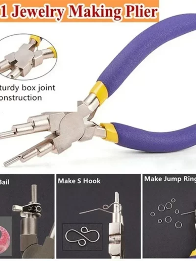 6-in-1 Carbon Steel Round Nose Jewelry Pliers Bail Making Pliers DIY Hand Tool Metal Lobster Buckle Earring Hooks Six-section