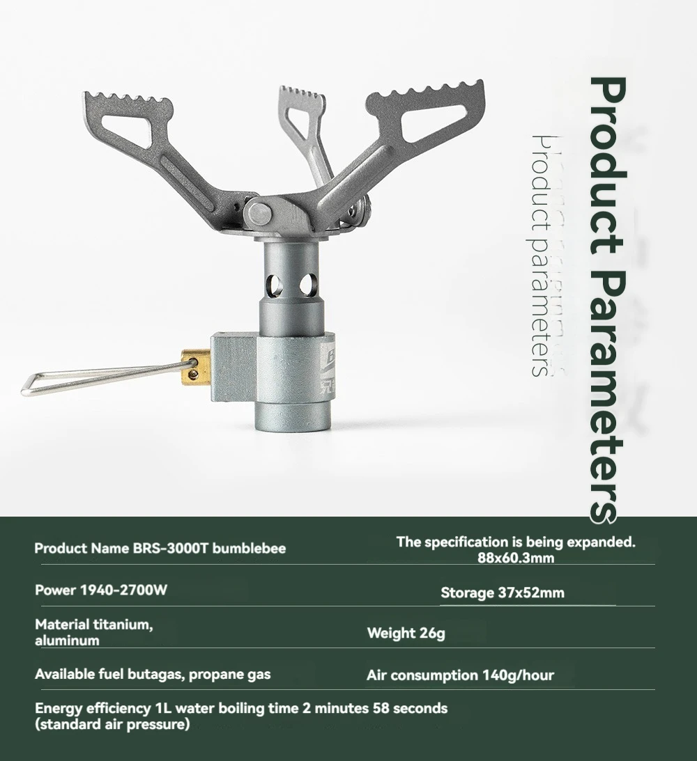 BRS-3000T Titanium Mini Camping Gas Burners 25g One-Piece Pocket Stove - Image 8