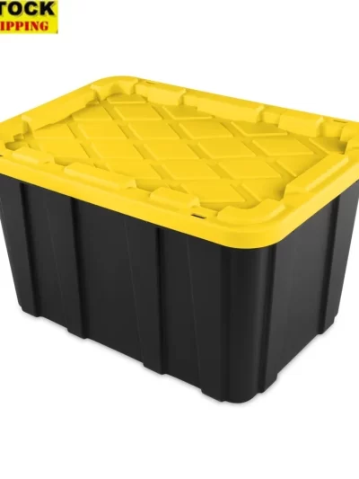 27 Gallon Heavy Duty Plastic Storage Bin with Snap-On Lid Stackable Totes