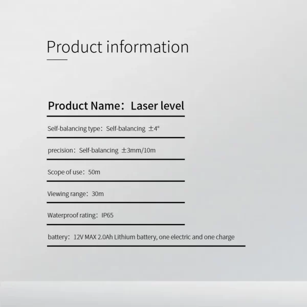 FAAOTU 089LG 12v 12 Line Laser Level Unit 3 Sides*360 Degree Vertical Self Levelling Green Professional Laser Level - Image 11