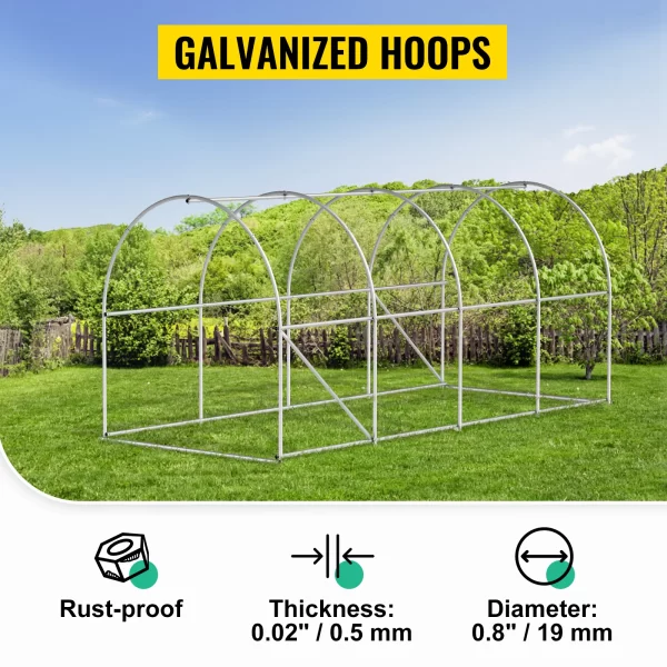 SucceBuy Walk-in Tunnel Greenhouse Galvanized Frame & Waterproof Cover 15x7x7/10x7x7/20x10x7/12x7x7 ft - Image 4