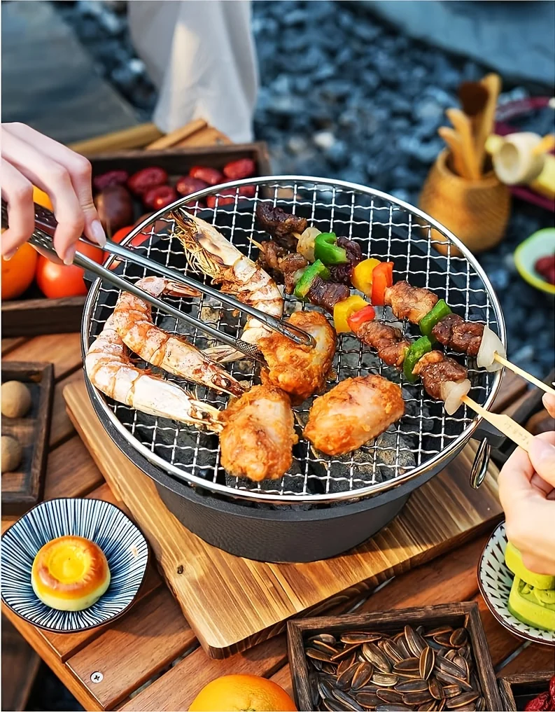 Round barbecue grill, portable camping stove, picnic barbecue party stove - Image 9