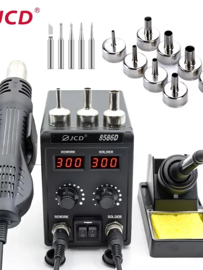 JCD 8586D Soldering Station 2 IN 1 Hot Air Gun Solder Station with 2 Digital display