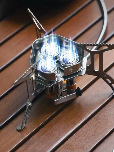 Windproof Camping Stove Windproof Burner with Canister Adapter and Carrying Case Foldable Cooking Burner