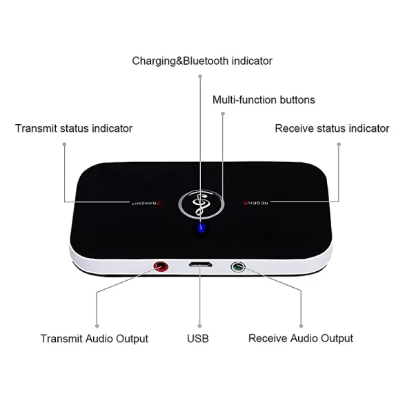 B6 2 IN 1 Bluetooth 5.3 Audio Transmitter Receiver 3.5mm AUX Jack RCA USB Dongle Music Wireless Adapter For Car PC TV Headphone - Image 5