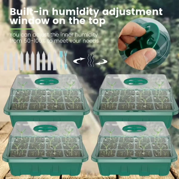4Pcs Mini Greenhouse 12 Compartments Indoor Greenhouse Propagation Greenhouse Nursery Box With Air Vent - Image 3