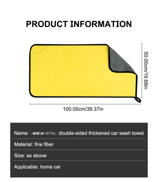 SEAMETAL Microfiber Car Washing Towel 400GSM Double-Sided Coral Velvet Clean Towels High Water Absorption - Image 25