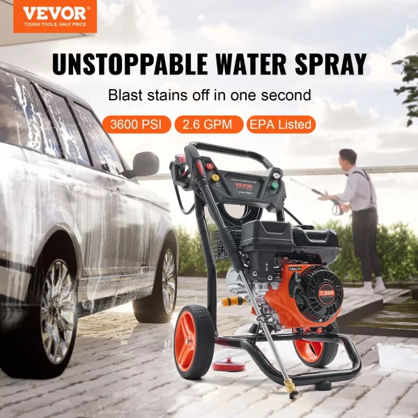 SucceBuy Gas Pressure Washer 3600 PSI 2.6 GPM Gas Powered Pressure Washer with Copper Pump Spray Gun and Extension Wand 5Nozzles - Image 2