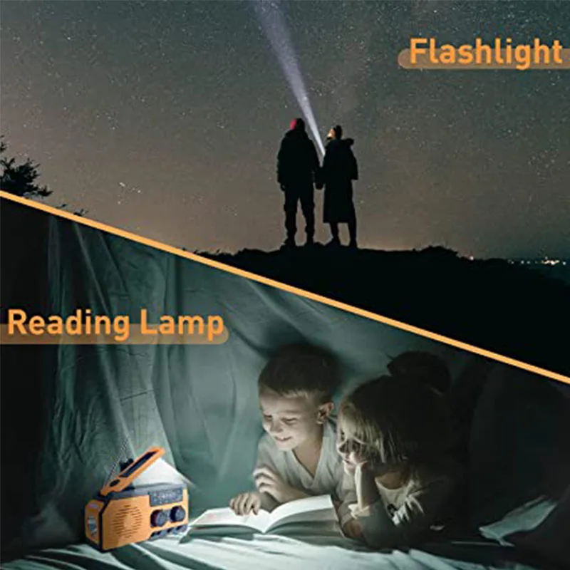 LOTOTG Portable Emergency Solar Power Radio Hand Crank Charging AM/FM Weather Radio Led Reading Flashlight Bank Phone Charger - Image 16