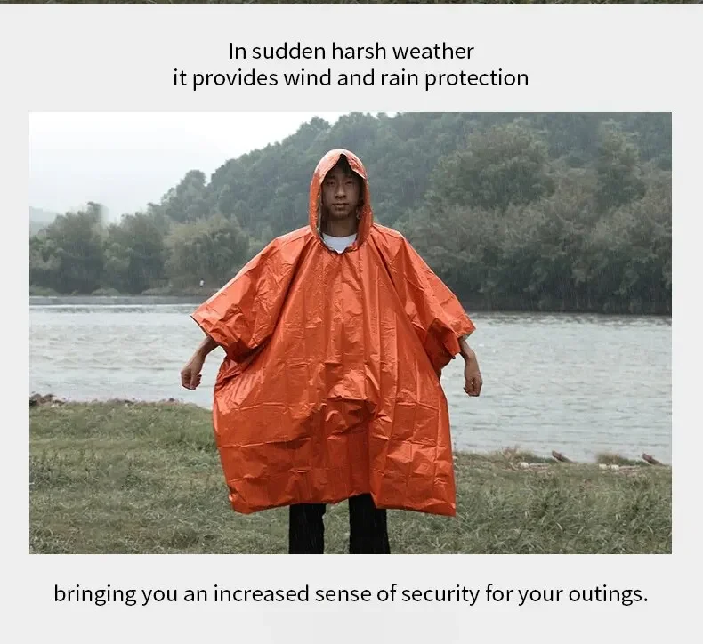 Emergency Raincoat Poncho Waterproof Rainwear Blanket Survival Camping Equipment - Image 10