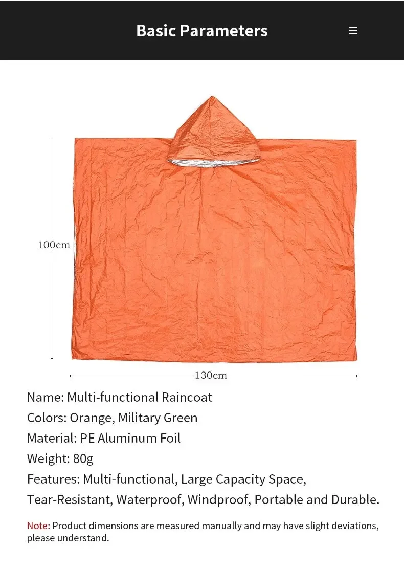 Emergency Raincoat Poncho Waterproof Rainwear Blanket Survival Camping Equipment - Image 9