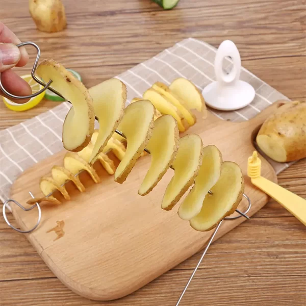 1Set Stainless Steel Plastic Rotate Potato Slicer Twisted Potato Spiral Slice Cutter - Image 5