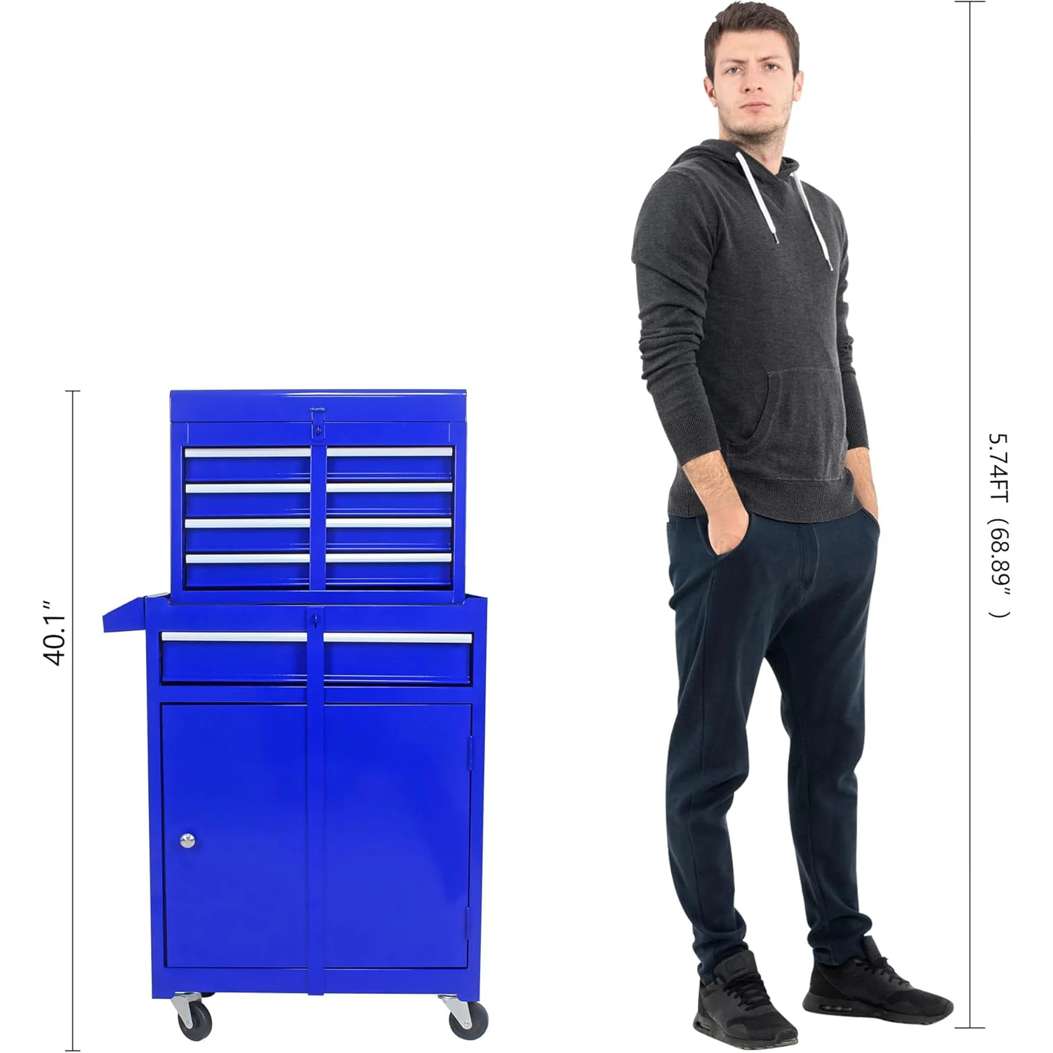 Roller cabinet with 5 drawers removable top box with inner lining adjustable shelf locking mechanism - Image 12