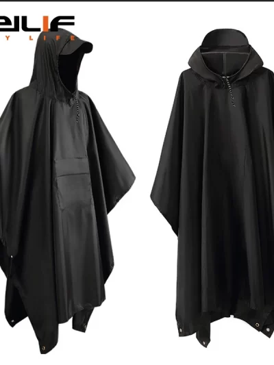 3 In 1 Outdoor Military Raincoat Hooded Sleeve Waterproof Rain Poncho