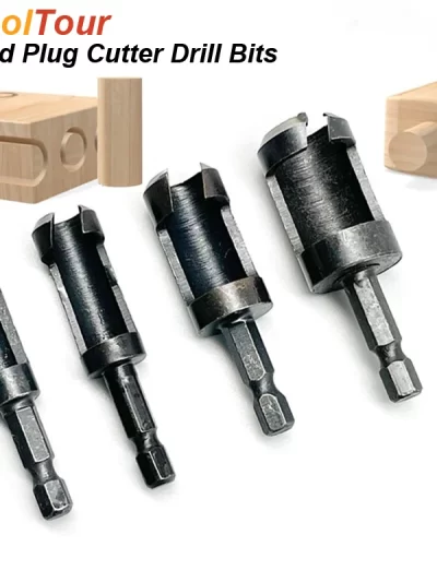 Wood Plug Cutter Drill Bit Set Straight Hole Saw Opener Router Boring Tool Tenon Deep Cork Knife Hex Shank Carpentry Woodworking