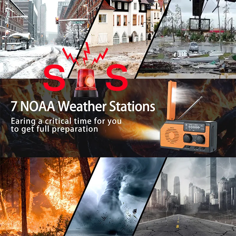 LOTOTG Portable Emergency Solar Power Radio Hand Crank Charging AM/FM Weather Radio Led Reading Flashlight Bank Phone Charger - Image 14