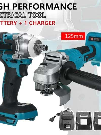 125mm Brushless Electric Angle Grinder 18V Battery Devices Combo Kit Impact Wrench for Makita Battery Power Tool Sets