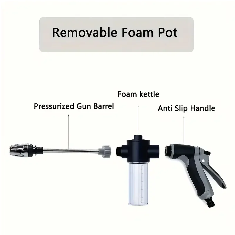 High Pressure Car Wash Foam Gun With Long Handle - Adjustable Nozzle For Cleaning, - Image 3