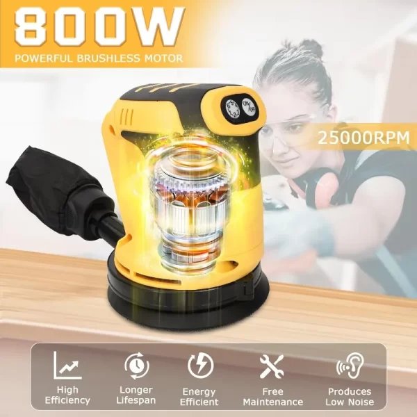 for Dewalt 110000RPM Brushless  Orbital Sander Grinder Wood Metal Waxing Polishing Dewalt 20V Battery - Image 2