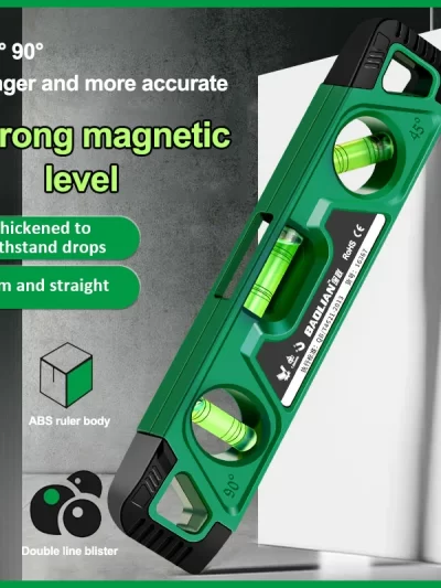 225MM Three Bubble Level Ruler High Precision Spirit Level Magnetic Lever Angle Gauge Finder