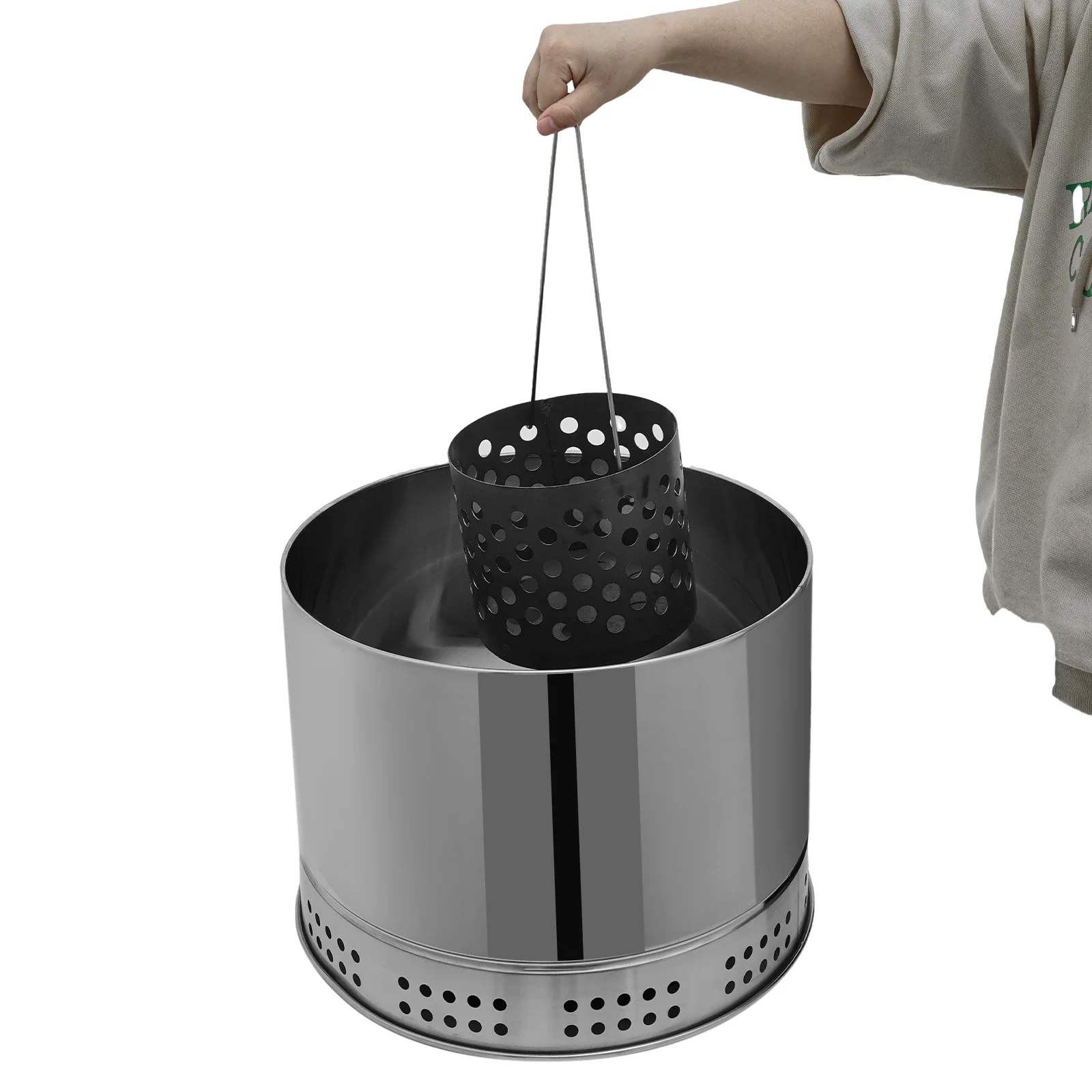 Large Portable Smokeless Charcoal Grill, 360° Stainless Steel BBQ Barrel with 50 Skewers - Image 5