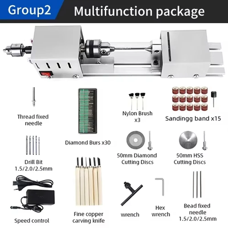 Electric Wood Mini Lathe Machine - Beads Grinding Polishing Beading Woodturning Lathe for Craft And DIY Projects - Image 10