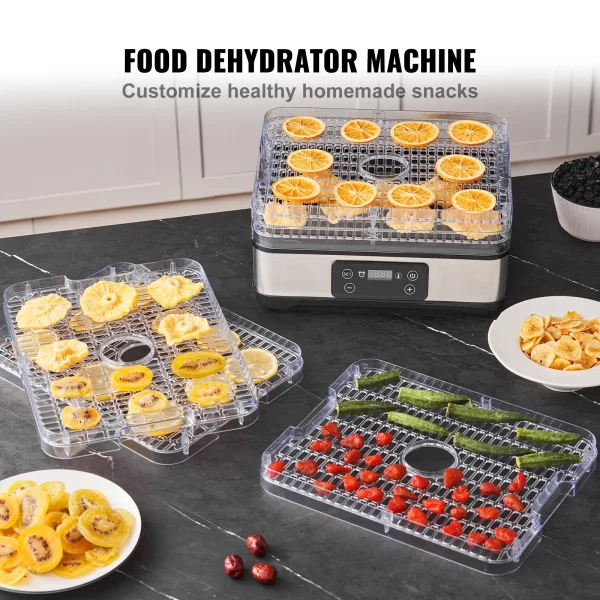 SucceBuy 5 Tray Food Dehydrator Machine 300W Stainless Steel Electric Food Dryer - Image 2