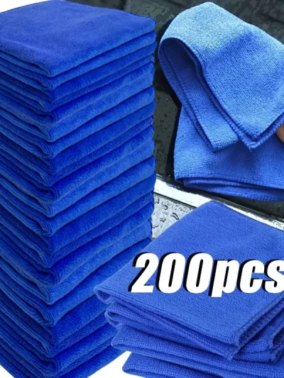 200pcs Microfiber Towels Car Wash Drying Cloth Blue Car Care Detailing Cleaning Polishing