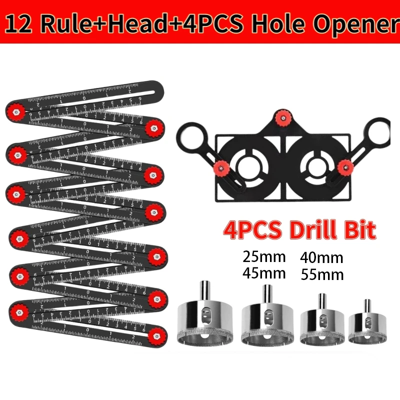4/6/9/12 Aluminum Alloy Folding Ruler Multi-Functional Measuring Ruler - Image 8