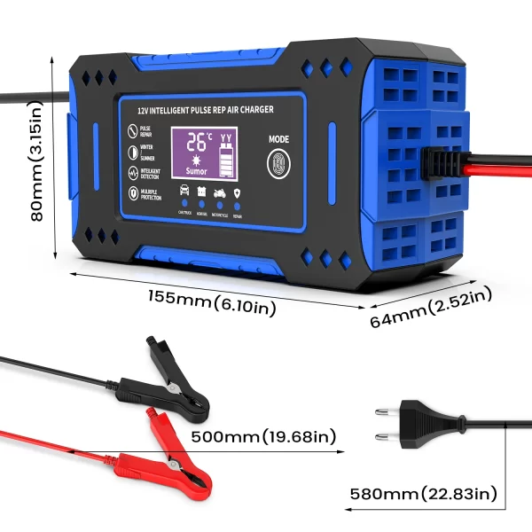 Battery Repair LCD Display 6A 12V Intelligent Car Battery Charger Car and Motorcycle Battery Charging Unit - Image 2