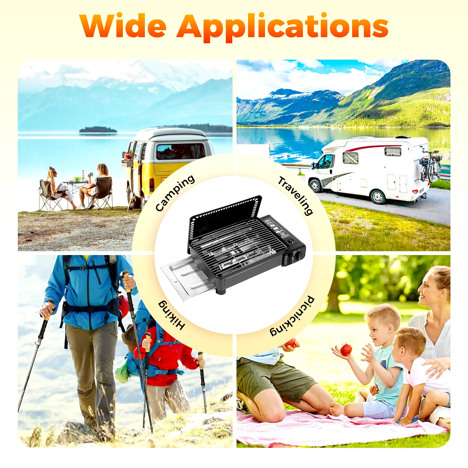 Portable Butane Grill Stove Camping Grill Gas Stove Free Standing BBQ Grill w/Grilling Net Carry Case - Image 13