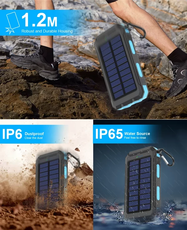Waterproof Outdoor Solar Power Bank 38800mAh Dual USB Travel Outdoor Solar Mobile Phone Charger Solar - Image 14