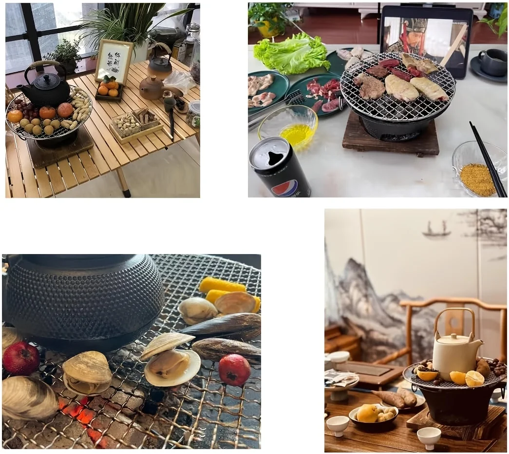 Round barbecue grill, portable camping stove, picnic barbecue party stove - Image 8