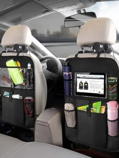 Car Backseat Organizer with Touch Screen Tablet Holder Auto Storage Pockets