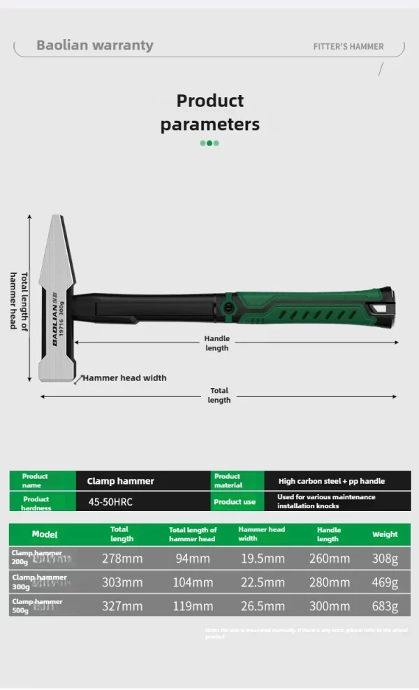 Hardware Tools, Building Decoration, Flat Head Hammer 200g, Plastic Coated Duckbill Hammer - Image 24