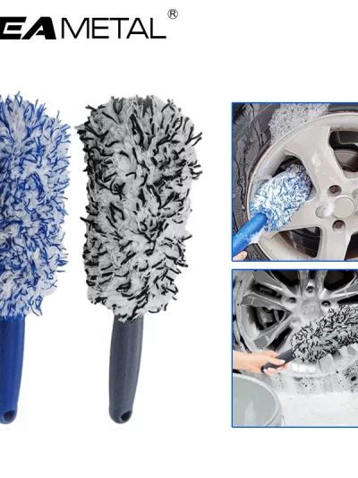 SEAMETAL Car Wheel Tire Rim Cleaning Brush Portable Plush Car Wheel Hub Brush Washing Tool
